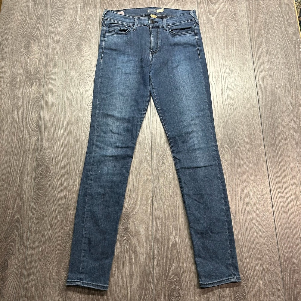 True Religion Halle Mid Rise Super Skinny 28x29 Jeans Dark Wash Denim Vtg Y2K
